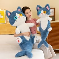 Cat Stuffed Pillow Soft Lovely Shark Body Cartoon Doll Plushie Decoration PP Cotton Stuffed Animal Doll Kitten Plush Toy Birthday Gift
