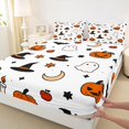 thumbnail image 3 of Manfei Cartoon Cute Ghost Halloween Fitted Sheet Full,Sugar Skull Print Bed Set,3 Pieces,1 Fitted Sheet and 2 Pillowcases, 3 of 6