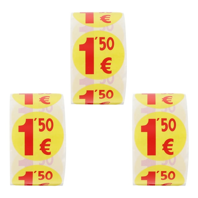 1500Pcs 1.50 Euro Price Stickers Price Labels Small Round Decal for Supermarket