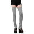 thumbnail image 3 of Chuancc Women's Thigh High Socks Over the Knee Cable Knit Boot Socks, Long Warm Fashion Leg Warmers Winter Gray C, 3 of 5
