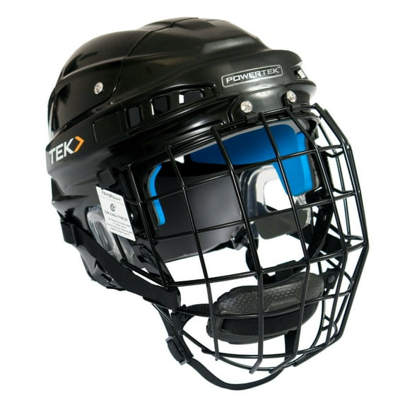 V3.0 Powertek Black Hockey Helmet with Cage - SR X-Large