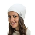 thumbnail image 3 of SnugZero Cotton Beanie Hats For Men & Women For All Season , White, 3 of 3