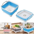thumbnail image 1 of 9L Collapsible Sink Multifunction Square Wash Dish Cleaning Vegetable Fruit Basket Laundry Kitchen Drain Stopper Portable Storage Basin (Blue), 1 of 5