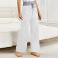 thumbnail image 5 of White Women's Casual Pants, Women'S Comfy Casual Pajama Pants Floral Print Drawstring Palazzo Pants Wide Leg,Women's Casual Pants XL, 5 of 8