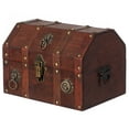 thumbnail image 1 of Vintiquewise QI003316 Antique Wooden Pirate Chest with Lion Rings and Lockable Latch, 1 of 7
