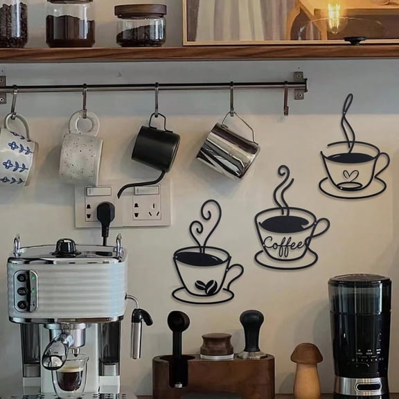 Coffee Cup Metal Wall Decor Vintage Metal Coffee Cup Wall Art Metal Coffee Decoration Suitable for Decorating Your Pantry, Cafe, Kitchen, Etc. Waterproof and Rust-proof Home Decoration