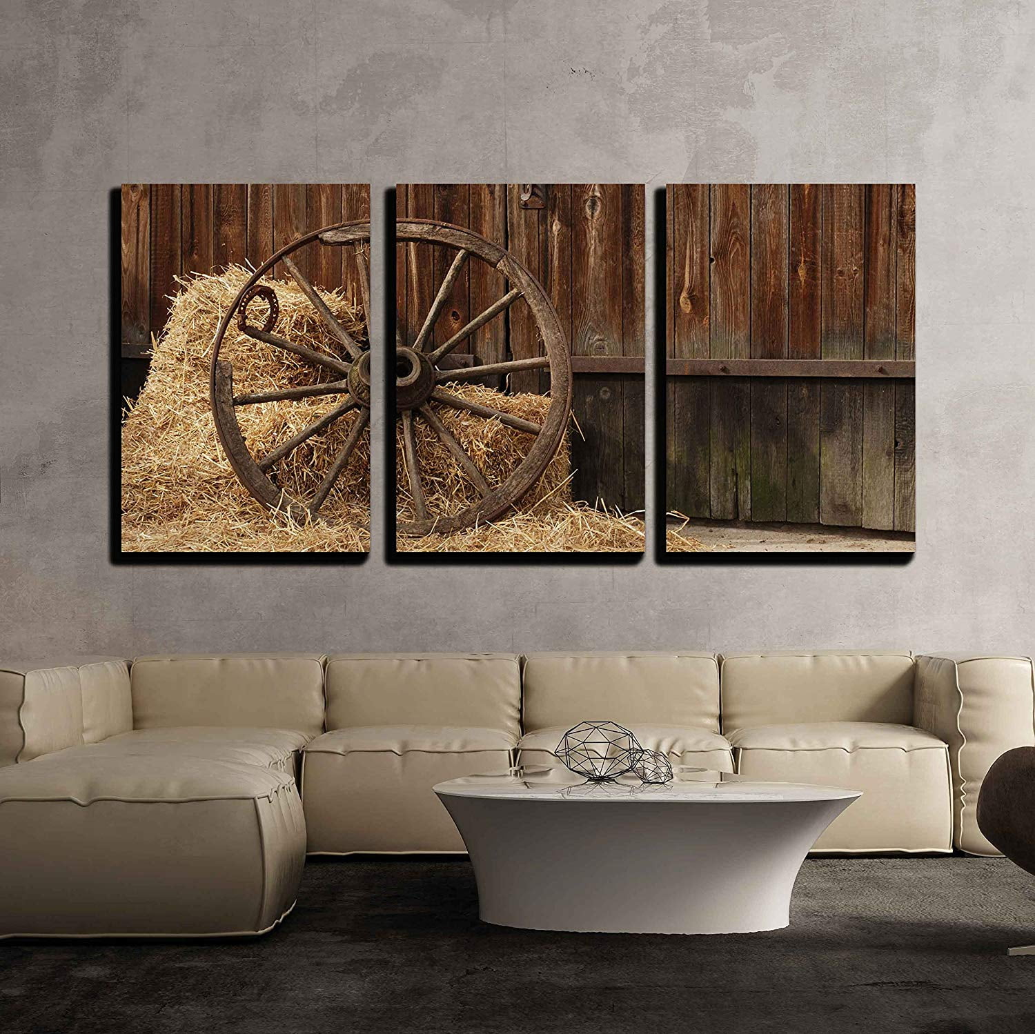 Art Print Home Decor Wall Art Poster Old Wooden Wheels Of Cart On Barn Wall 