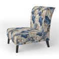 thumbnail image 3 of Designart "Roses Of Cobalt Blue Renaissance VI" Blue Rose Pattern Upholstered Accent Chair - Cottage Arm Chair For Living Room, 3 of 5