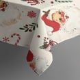 thumbnail image 3 of Beige Christmas Santa Pattern Rectangle Tablecloth 60"x102",Waterproof Polyester Rectangle Table Cloth, Wipeable Spillproof Polyester Tablecloth for Dining, Camping, Indoor and Outdoor, 3 of 6