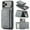 Gray, variant on PU Leather Wallet Case for iPhone 17 Pro, Tri-Fold Detachable Magnetic Card Bag, RFID Blocking Kickstand Magnetic Closure Classic Business Drop Protection Cover for iPhone 17 Pro, Purple