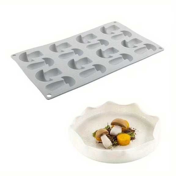 16-Cavity Silicone Mushroom Mold - Reusable Baking Tool for Chocolate, Mousse and Dessert Making