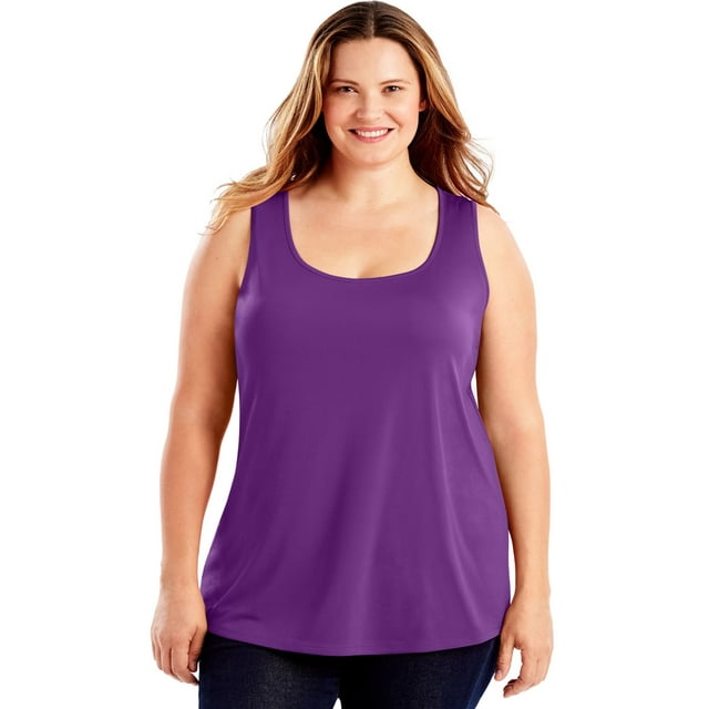 Just My Size Débardeur Col Rond Cool DRI pour Femmes, 3X, Prune Rêve