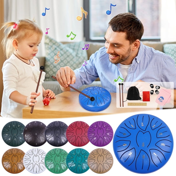 onlyliua Ofertas Tambor de Lluvia para Jardín, 6 Pulgadas, 11 Notas, Tambor de Lluvia, Tambor de Lengüeta de Acero para Exteriores, Tambor de Lengüeta para Niños, Handpan, Sonodrum, Glockenspiel, Ins
