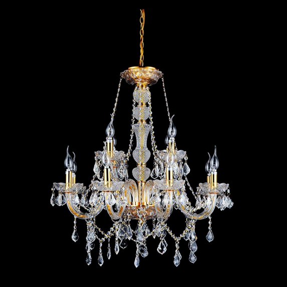 12 Light Down Chandelier with Gold finish