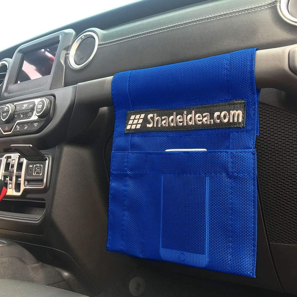 Shadeidea Jeep Wrangler Sunshade JL Unlimited (2018-Current) 2 Door and 4 Door Front-Blue Mesh Screen Sunshade JLU SAHARA RUBICON SPORT S Top Cover UV Blocker with Grab Bag-10 years Warranty