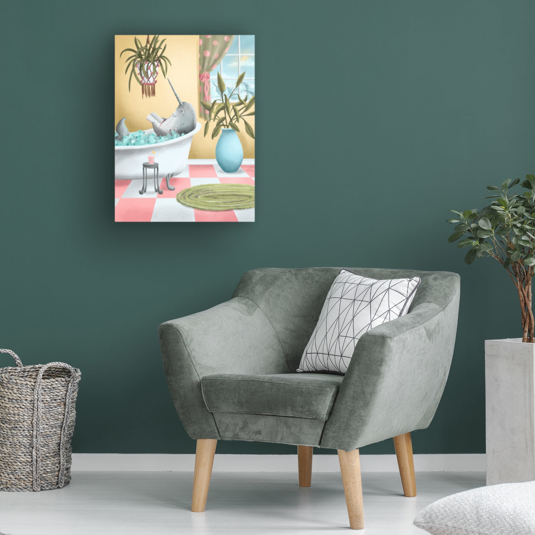 Canvas Wall Art - Christine Rotolo 'Arctic Animals in Tubs Narwhal 2' Wall Art for Living Room, Bedroom, or Office Décor by Trademark Fine Art - 14 x 19 Inches
