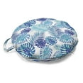 thumbnail image 1 of Nature Round Floor Cushion with Handle, Tropical Palm Tree Leaves Depicted in Shades of Blue on Plain Backdrop, Decorative Pillow for Living Room & Dorms, 18" Round, White and Multicolor, by Ambesonne, 1 of 4