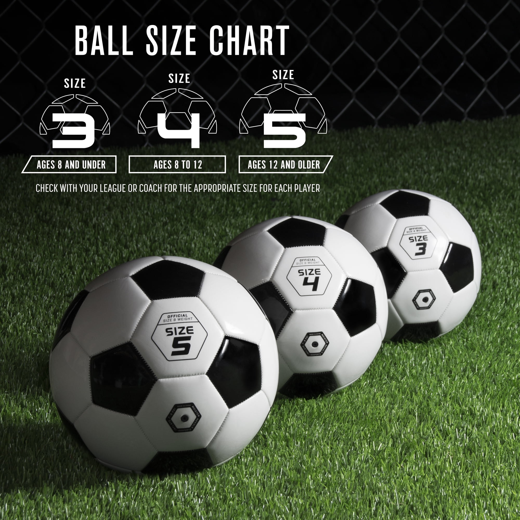 GoSports Classic Soccer Ball 6 Pack - Size 4 - with Premium Pump and Carrying Bag