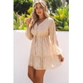 thumbnail image 2 of ABPHQTO Vestido floral de camisa con mangas de burbuja en el frente con botones marrones para mujer, 2 of 5