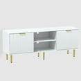 thumbnail image 7 of SNYNUXX 58-Inch TV Stand for Living Room Bedroom, Modern Fluted Waveform Doors TV Console with Sliding Doors & Adjustable Shelves, White, 7 of 7