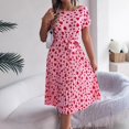 thumbnail image 4 of Ruimatai Women's Casual Sexy V Neck Short Sleeve Dress Summer Loose Print Flowy Party Dress with Waist Tie and Ruffle Hem, 4 of 6