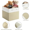 thumbnail image 7 of 13 x 13 Inch Fine Linen Storage Bins with Handles，Fabric Cube Boxs，Collapsible Basket Organizers for Shelves for Home, Closet Drawers (White/Khaki-6 Pack), 7 of 7