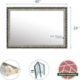 thumbnail image 3 of HA Bathroom Mirrors 40x24 Inch for Wall, Rectangle Silver Frame Wall Mounted Mirror Vertical or Horizontal Hanging for Living Room, Bedroom (40''x24''Silver), 3 of 7