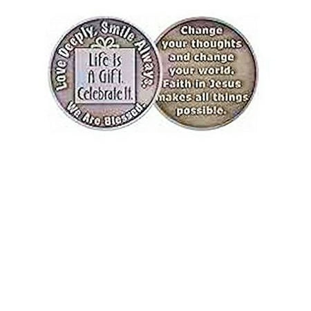 - Words to Live By Coin Token - Life Is a Gift with Jesus Set of 3