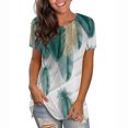 thumbnail image 2 of Pompotops T-Shirts à Manches Courtes pour Femmes, Imprimé Plume, T-Shirt Mode, Chandail à Col Rond, Décontracté, Été, T-Shirt Mode, Haut, 2 of 6