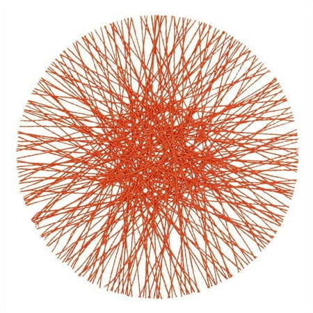 

SARO 1242.OR15R 15 in. Round Paper Placemats with Orange Straw Design - Set of 4