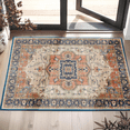 thumbnail image 1 of Alfombra Suave 60x90 Cm Lavable Antideslizante, Estilo Boho Pequeña para Entrada, Sala de Estar y Dormitorio, Estilo Vintage Rústico para Cocina, Color Hueso y Naranja, 1 of 8