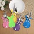 thumbnail image 5 of CoreLiving Easter Rabbit Felt Tableware Cutlery Holder Bunny Shaped Silverware Pouch Utensil Wraps for Spring Brunch Dinner Napkin Rings Kitchen Accessories, 4 Pieces, 5 of 9