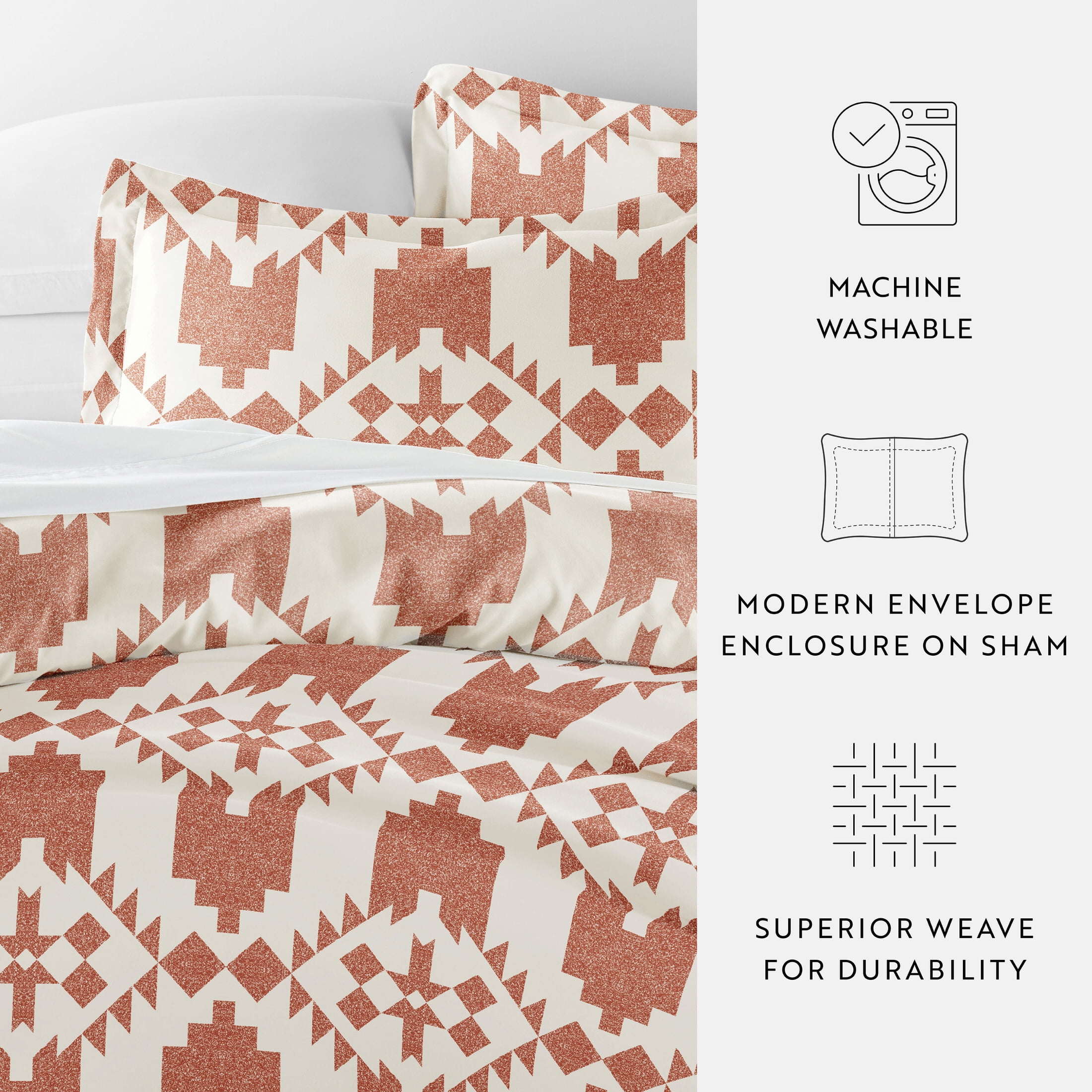 Noble Linens Clay Adobe Diamond Reversible 2-Piece Duvet Cover Set, Twin/Twin XL