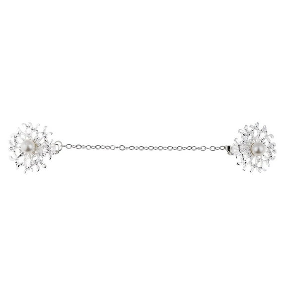 Yunhgft Sweater Neck Chain Clips Pearl Shawl / Dress / Blouse / Suit Closure Silver Tone