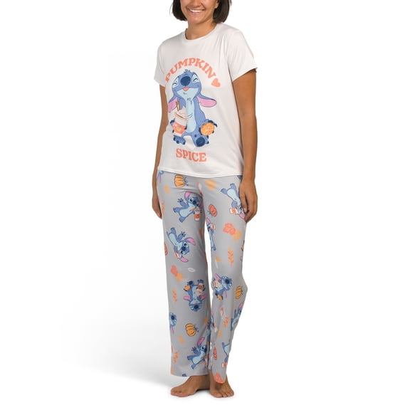 Disney Stitch Pumpkin Spice Women's Pajama Set, Medium