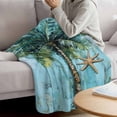 thumbnail image 3 of Coastal Blue Green Blanket Soft Cozy Warm Twin Blanket for Bed, Plush Fuzzy Flannel Fleece Blankets for Sofa, Ocean Beach Tropical Plant Starfish Throw Blankets for Couch, Gifts for Men, 60"x80", 3 of 9