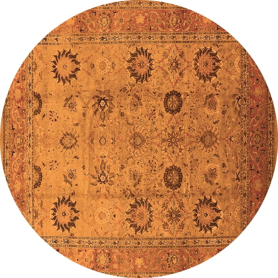 Ahgly Company Indoor Round Oriental Orange Traditional Area Rugs, 8' Round