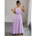 thumbnail image 3 of Mauve Purple Floral Embellished Waist Pleated A-Line Maxi Dress For Women, Elegant Party & Daily Wear, 3 of 8