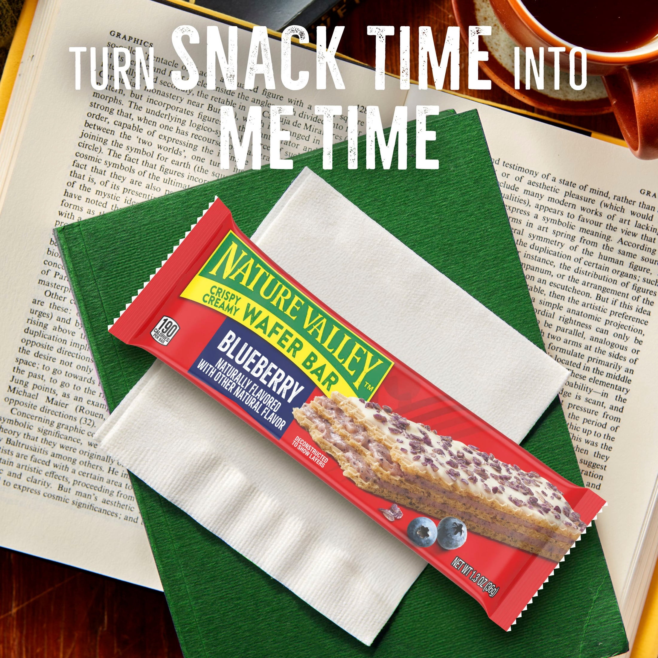 (6 pack) Nature Valley Crispy Creamy Wafer Bars, Blueberry, Whole Grain, 5 Bars, 6.5 oz