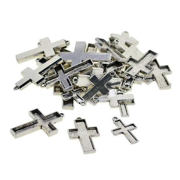 EHJRE 30 DIY Cross Pendant Base Tray Cabochon Setting Bezel Pendant Jewelry