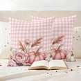 thumbnail image 3 of Pink Pumpkin Fall Outdoor Waterproof Pillow Covers, Plaid Thanksgiving Botanical Floral Checkered Decorative Square Throw Pillowcase Sofa Cushion Sham for Patio/Couch/Chair, 16"x16" 2 Pack, 3 of 8
