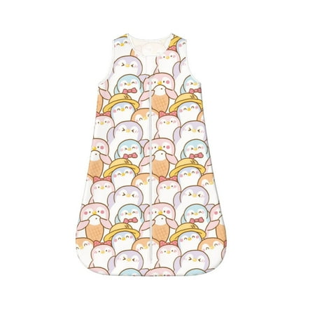 

Fotbe Cute Cartoon Penguin Pattern Sleep Sack - Baby Wearable Blanket with Zipper Extra Soft Cotton Sleeveless Sleeping Bag for Infants-Medium