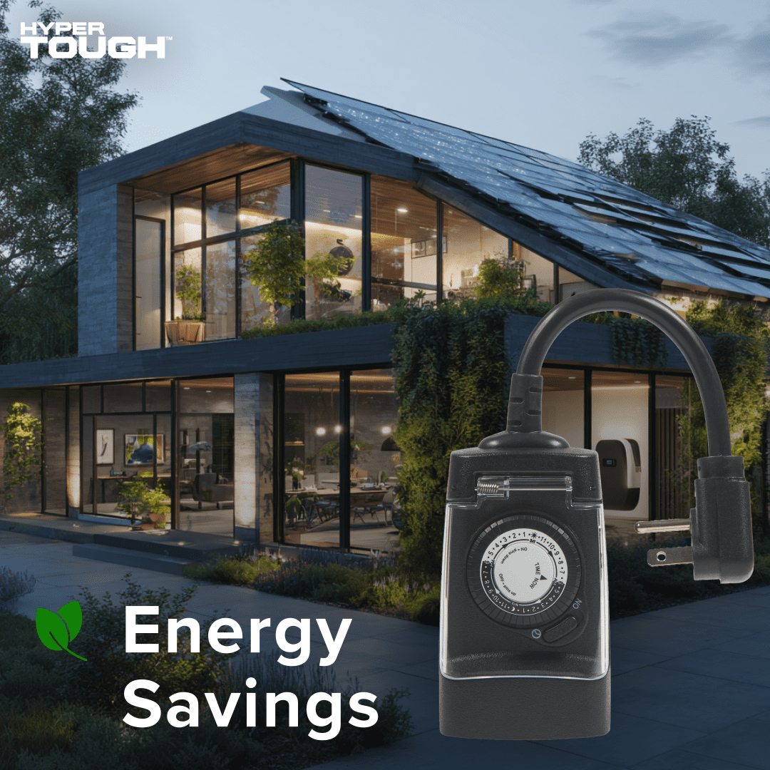 (4 pack) Hyper Tough All-Weather Outdoor Timer with 1 Grounded Outlet, 3-Prong Outlet, 6 inch Cord, 15 Amps