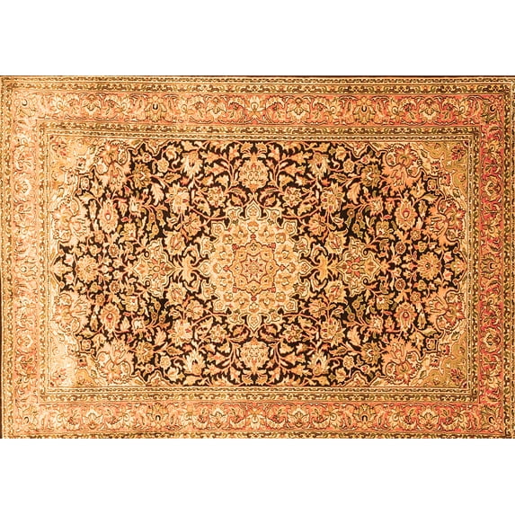 Ahgly Company Indoor Rectangle Medallion Orange Traditional Area Rugs, 5' x 8'