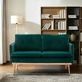 thumbnail image 1 of Modern Lounge Tufted Couch Velvet Club Sofa with Rose Golden Legs, 2 Seater Small Sofa Chair Upholstered Living Room Loveseat Sofa Couch with Soft Padded Seat - Green, 1 of 8