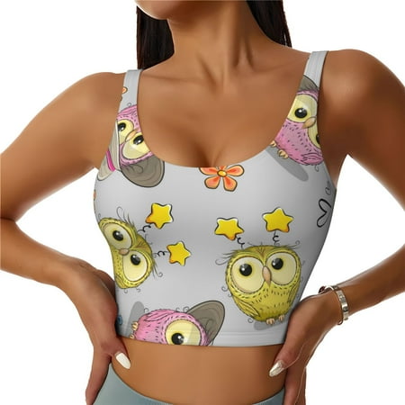Sports Bra for Women  Cartoon Owls Sports Bras for Women High Support  Workout Yoga Tank Tops Woman With Removable Cups