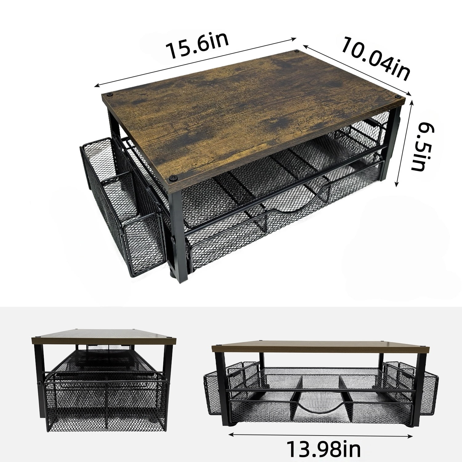 Behome Monitor Stand, 2-Tier Computer Monitor Stand for Desk with Drawer and 2 Pen Holders, Desktop Oraganizer Computer, Laptop, Screen, Printer, TV