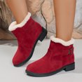 thumbnail image 3 of EKVAHL Women's Winter Ankle Boots, Faux Fur Lined Booties, Round Toe Low Block Heel Cold Weather Warm Boots Red, 3 of 5