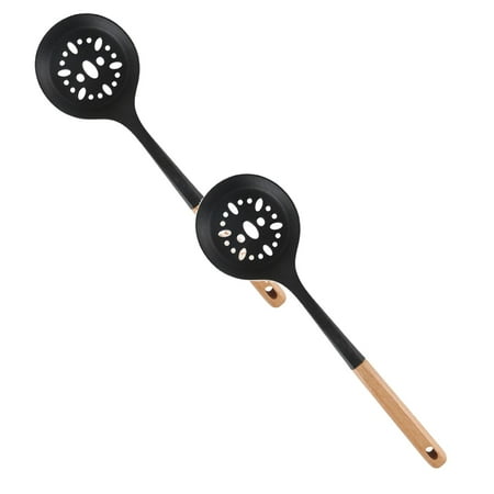 

Clearance Tableware under $10 Wooden Handle Silicone Slotted Spoon Non Stick Kitchen Tool For Cooking And Serving Heat Perfect For All Cookware 2PC