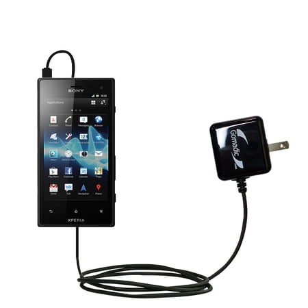 Gomadic Intelligent Compact AC Home Wall Charger suitable for the Sony Xperia Acro S - High output power with a convenient, foldable plug design - Use